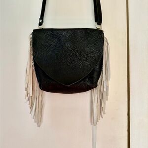 Handmade Cowgirl Black Fringe Shoulder Bag